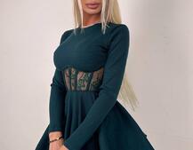 Трикотажна корсетна сукня з мереживом та пишною спідницею  Трикотажна корсетна сукня з мереживом та пишною спідницею  | PUSHKA SHOP