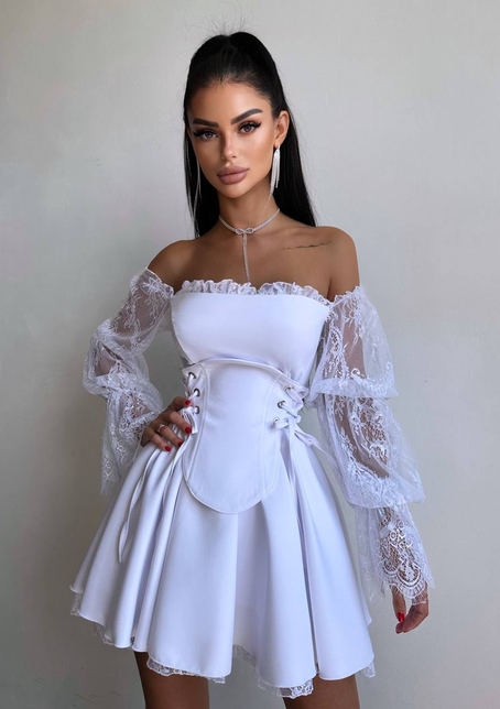 Сукня з корсетом декорована мереживом  | PUSHKA SHOP