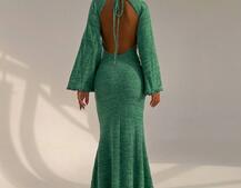 Трикотажна сукня максі з розкльошеними рукавами та відкритою спиною | PUSHKA SHOP