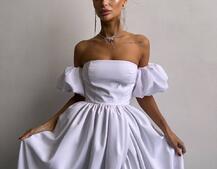 Сукня максі  з розрізом на спідниці та об’ємними рукавами  Сукня максі  з розрізом на спідниці та об’ємними рукавами  | PUSHKA SHOP