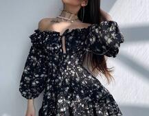 Сукня з квітковим принтом з воланами на ґудзиках  Сукня з квітковим принтом з воланами на ґудзиках  | PUSHKA SHOP