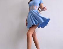 Сукня-міні  з елементами корсету  та спідницею солнцем | PUSHKA SHOP