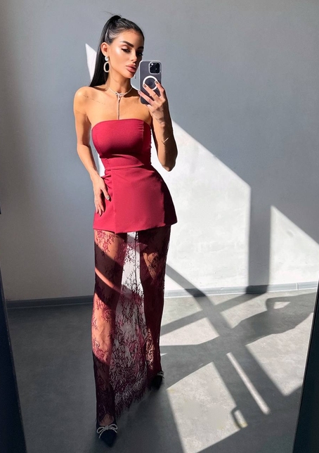 Комплект: піджак + блуза з баской + мереживна спідниця-шорти  Комплект: піджак + блуза з баской + мереживна спідниця-шорти  | PUSHKA SHOP