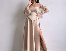 Сукня міді з корсетом декорована мереживом  | PUSHKA SHOP