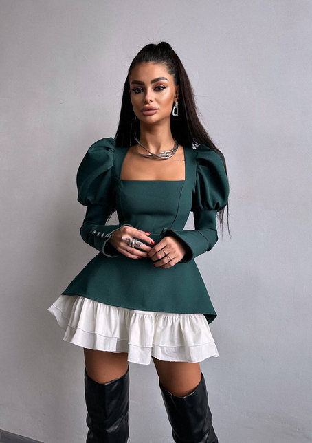 Сукня з об'ємними рукавами + спідниця з воланами | PUSHKA SHOP