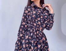 Цветочное платье-рубашка на пуговицах Цветочное платье-рубашка на пуговицах | PUSHKA SHOP