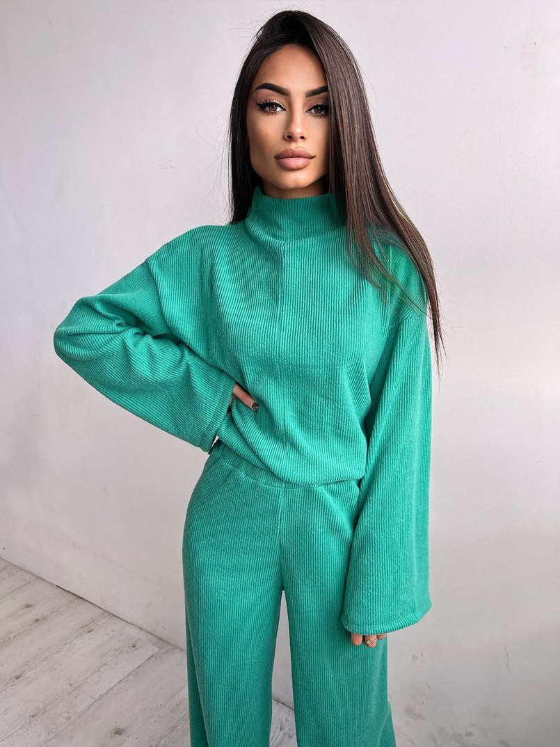 Повсякденний костюм із теплого трикотажу-рубчика Повсякденний костюм із теплого трикотажу-рубчика | PUSHKA SHOP