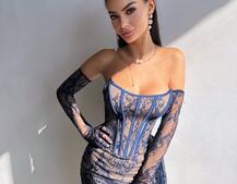 Сукня міні зі шлейфом та рукавичками Сукня міні зі шлейфом та рукавичками | PUSHKA SHOP