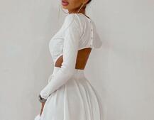 Приталенное трикотажное платье с открытой спинкой  Приталенное трикотажное платье с открытой спинкой  | PUSHKA SHOP