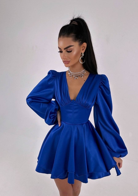 Атласна корсетна сукня  з пишною подвійною спідницею  | PUSHKA SHOP