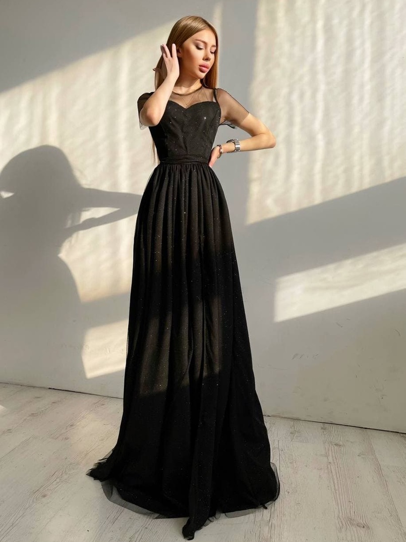 Платье-макси из сетки   с блестками  Платье-макси из сетки   с блестками  | PUSHKA SHOP