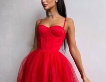 Сукня міді із чашечками з пишною спідницею | PUSHKA SHOP