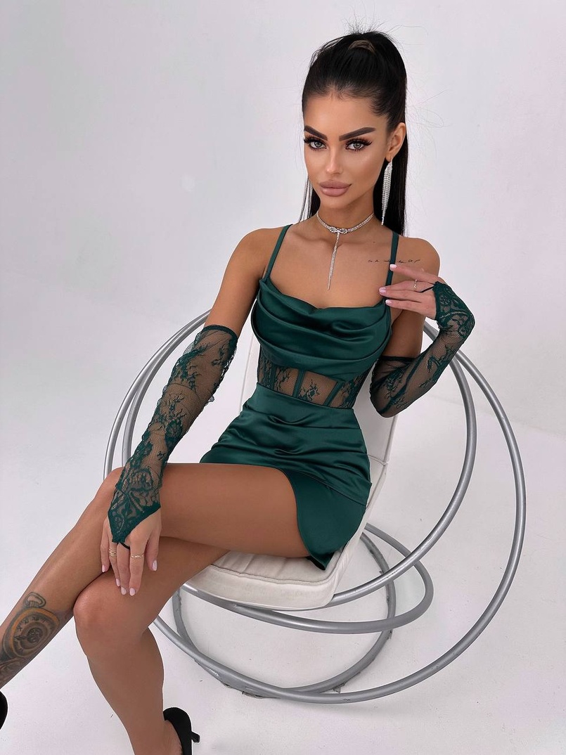 Комплект: корсет, декорований мереживом   + рукавички+ спідниця міні з драпіруванням   Комплект: корсет, декорований мереживом   + рукавички+ спідниця міні з драпіруванням   | PUSHKA SHOP