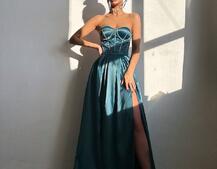 Комплект: корсет-бюстьє , декорований стразами  + спідниця максі з розрізом   Комплект: корсет-бюстьє , декорований стразами  + спідниця максі з розрізом   | PUSHKA SHOP