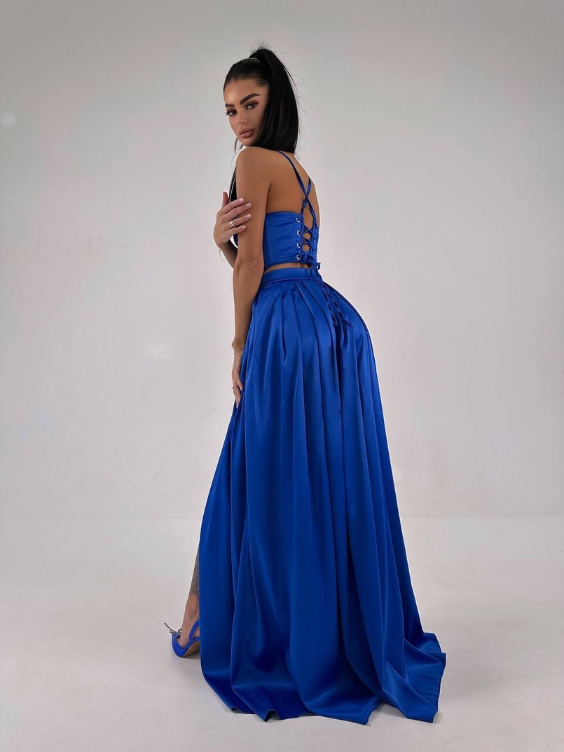 Атласний комплект: корсет + спідниця максі Атласний комплект: корсет + спідниця максі | PUSHKA SHOP