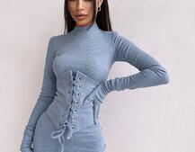 Комплект: трикотажне плаття-міні + корсет + рукавички Комплект: трикотажне плаття-міні + корсет + рукавички | PUSHKA SHOP