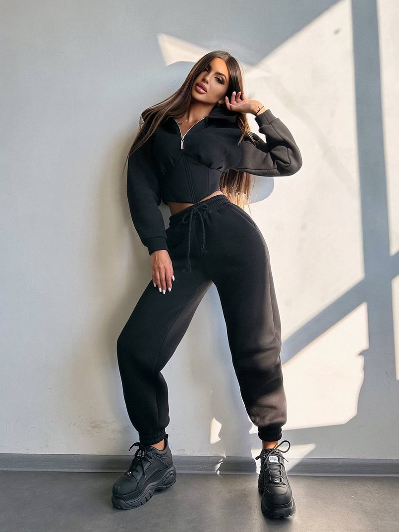 Комплект на флісі : худі з елементами корсету + штани  Комплект на флісі : худі з елементами корсету + штани  | PUSHKA SHOP