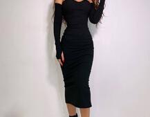 Облегающее платье  миди с чашечками с эффектом push up  Облегающее платье  миди с чашечками с эффектом push up  | PUSHKA SHOP