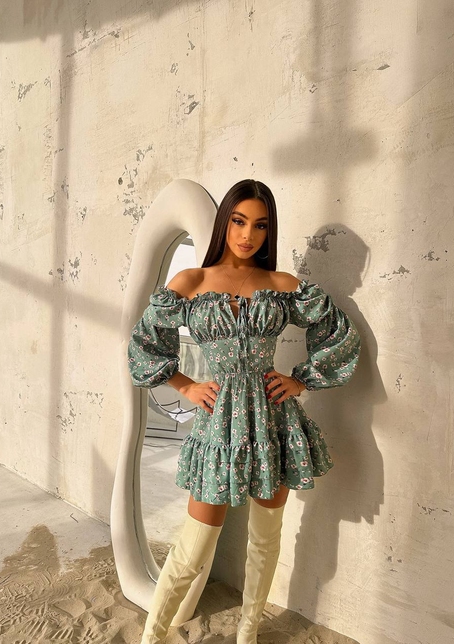 Сукня з воланами та шнурівкою  по спинці | PUSHKA SHOP