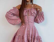 Сукня з квітковим принтом з воланами на ґудзиках  | PUSHKA SHOP