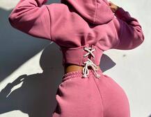 Комплект на флісі : худі з елементами корсету + штани  | PUSHKA SHOP