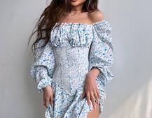 Сукня міні в квітковий принт + прозорий корсет  Сукня міні в квітковий принт + прозорий корсет  | PUSHKA SHOP