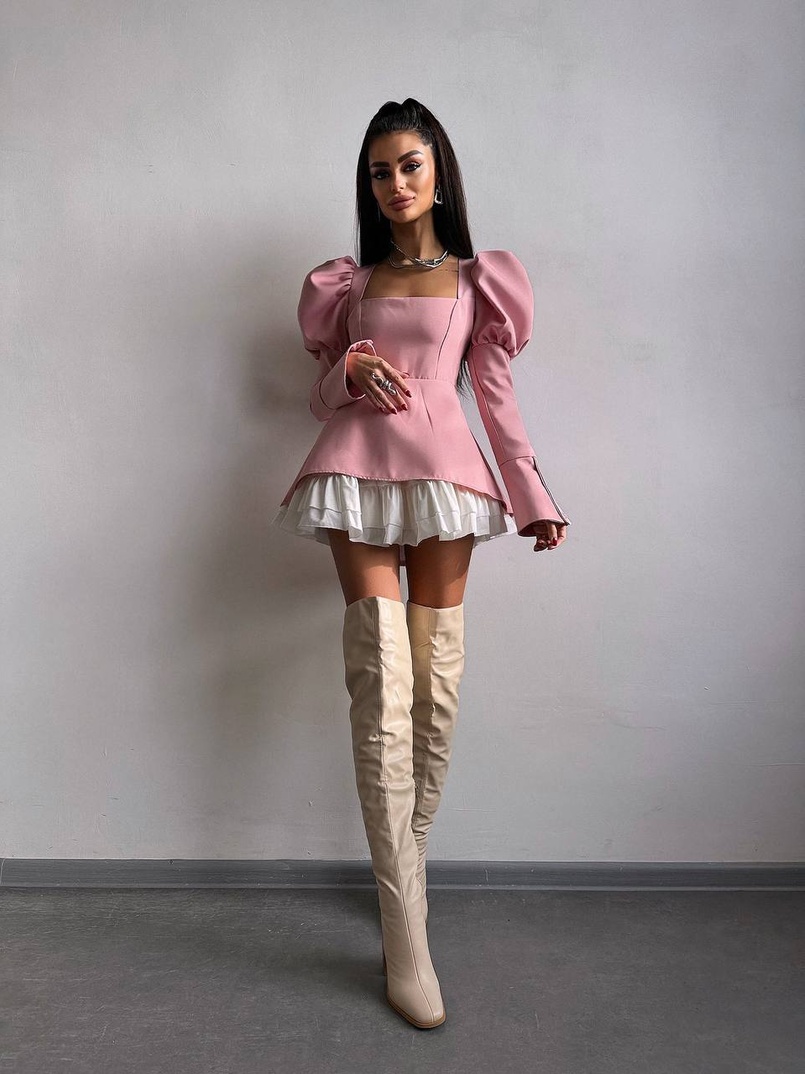 Сукня з об'ємними рукавами + спідниця з воланами | PUSHKA SHOP