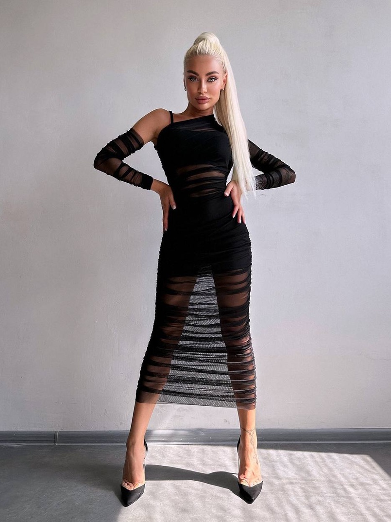 Сукня міді з драпіруванням   Сукня міді з драпіруванням   | PUSHKA SHOP