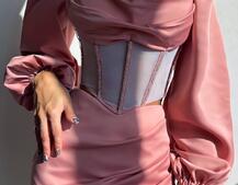 Комплект: корсет, декорований стразами + спідниця міні з драпіруванням   Ручна робота  | PUSHKA SHOP