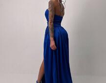 Атласна сукня максі із шнуром зі стразами  | PUSHKA SHOP