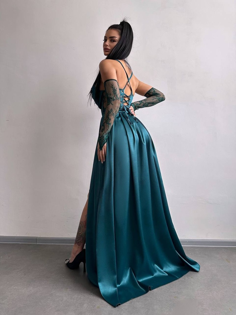 Атласний комплект: корсет + спідниця максі Атласний комплект: корсет + спідниця максі | PUSHKA SHOP