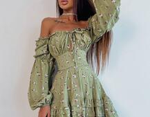 Сукня з квітковим принтом з воланами на ґудзиках  Сукня з квітковим принтом з воланами на ґудзиках  | PUSHKA SHOP