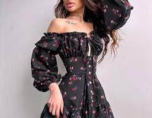 Сукня з квітковим принтом з воланами на ґудзиках  Сукня з квітковим принтом з воланами на ґудзиках  | PUSHKA SHOP