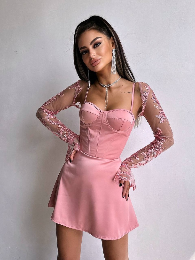 Атласна корсетна сукня-бюстьє + мереживне болеро Атласна корсетна сукня-бюстьє + мереживне болеро | PUSHKA SHOP