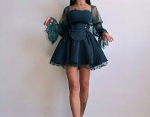 Сукня з корсетом декорована мереживом  Сукня з корсетом декорована мереживом  | PUSHKA SHOP