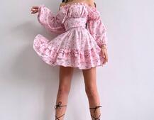 Квіткова сукня з воланами та шнуровкою по спинці | PUSHKA SHOP