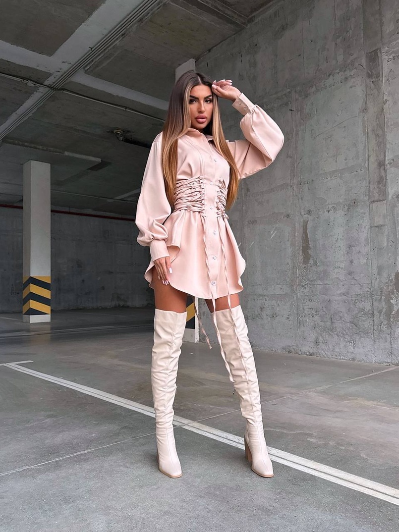 Сукня-сорочка зі шнурівкою Сукня-сорочка зі шнурівкою | PUSHKA SHOP