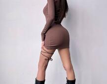 Трикотажне плаття по фігурі зі шнурівкою на ніжці Трикотажне плаття по фігурі зі шнурівкою на ніжці | PUSHKA SHOP