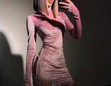 Оксамитова сукня, декорована бахромою зі страз Оксамитова сукня, декорована бахромою зі страз | PUSHKA SHOP