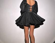 Сяюча корсетна сукня з пишною подвійною спідницею та об‘ємними рукавами | PUSHKA SHOP