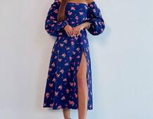 Сукня -міді зі шнурівкою на спинці та розрізом на ніжці Сукня -міді зі шнурівкою на спинці та розрізом на ніжці | PUSHKA SHOP