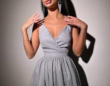 Блискуча сукня з пишною спідницею та шнурівкою на спинці | PUSHKA SHOP