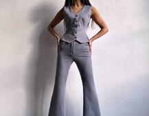 Костюм: піджак на підкладці, штани кльош+ жилет  Костюм: піджак на підкладці, штани кльош+ жилет  | PUSHKA SHOP