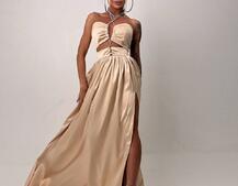 Атласна сукня максі із шнуром зі стразами  Атласна сукня максі із шнуром зі стразами  | PUSHKA SHOP