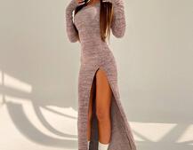 Трикотажна сукня міді зі шнурівкою на спинці | PUSHKA SHOP