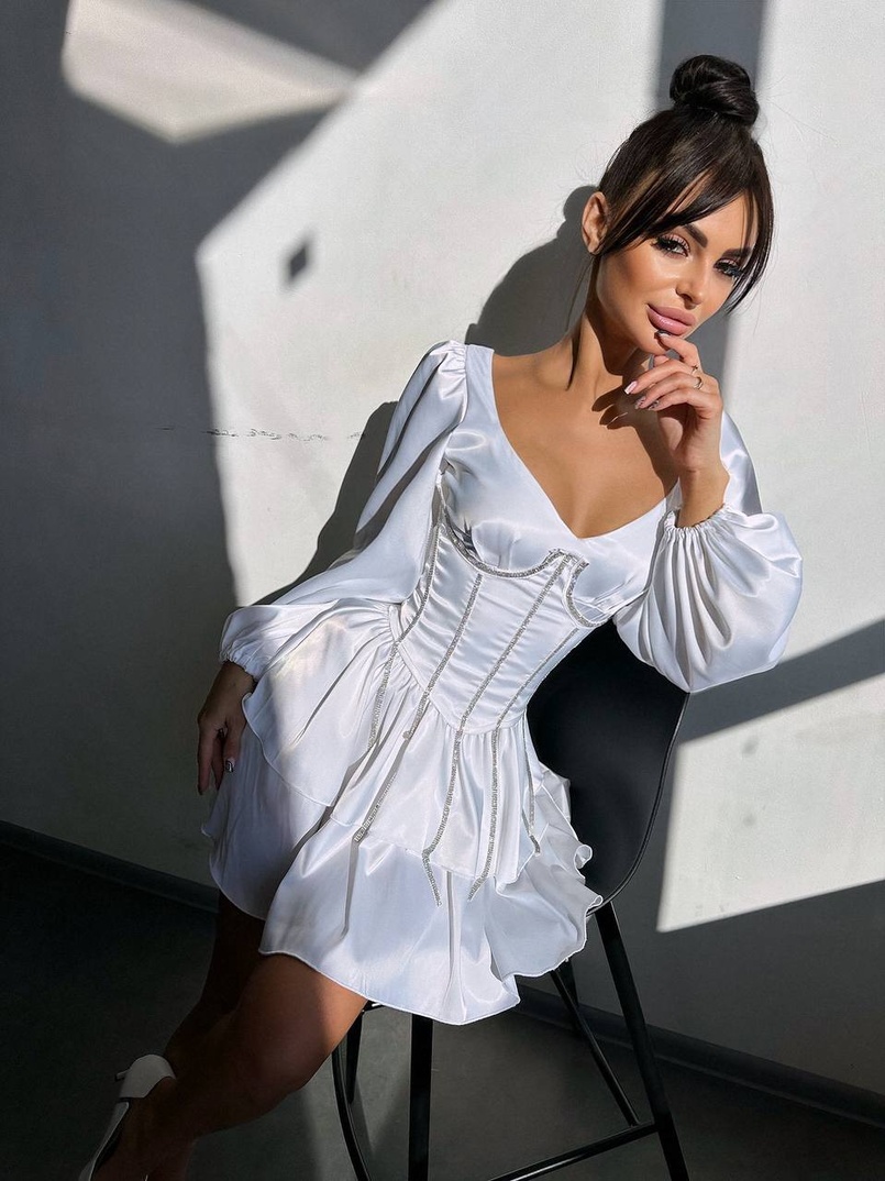 Сукня з корсетом, декорованим стразами  Ручна робота  | PUSHKA SHOP