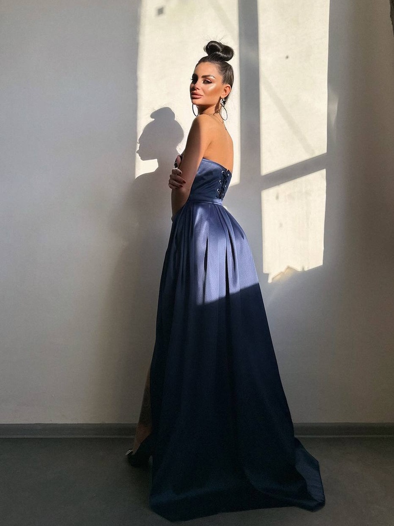 Комплект: корсет-бюстьє , декорований стразами  + спідниця максі з розрізом   | PUSHKA SHOP