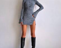 Трикотажна сукня з комірцем  | PUSHKA SHOP