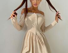 Трикотажное платье, декорированное кружевом   Трикотажное платье, декорированное кружевом   | PUSHKA SHOP