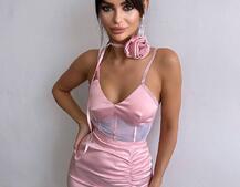 Сукня - міні з драпіруванням та трояндою-чокером | PUSHKA SHOP